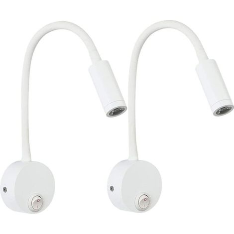 Lampada da lettura da parete bianca da 3 W, lampada da parete flessibile e regolabile, lampada da scrivania in alluminio, lampada da comodino con interruttore, protezione degli occhi a LED, cablaggio  (1/5)