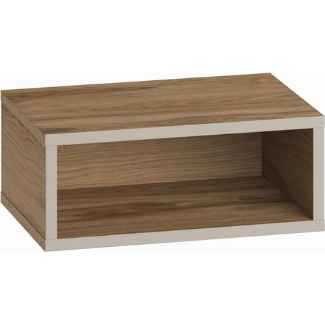 Table de chevet avec éclairage LED en bois "Brik" - 45 x 30 x 18 cm - Marron (1/4)