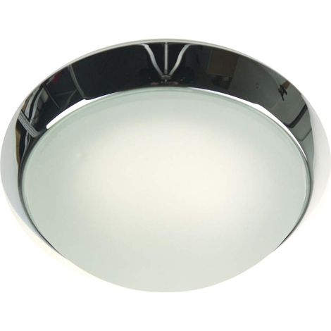 Plafonnier décoratif Chromé, Verre/métal, Satiné avec bord transparent., 40 x 40 x 13 cm (1/3)