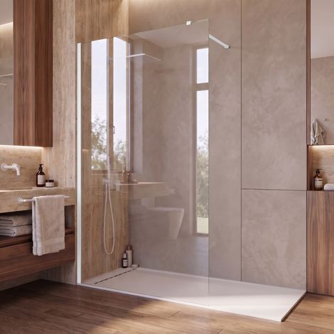 Doccia walk-in 100 cm h200 vetro 8mm anticalcare trasparente iside, colori bianco (1/3)