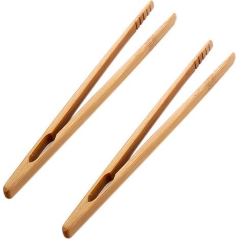 Clip da cucina in bambù naturale per tostapane, clip per alimenti in bambù, clip per toast, clip da cucina, 18 cm, 2 pezzi, ottima qualità, conveniente (1/2)