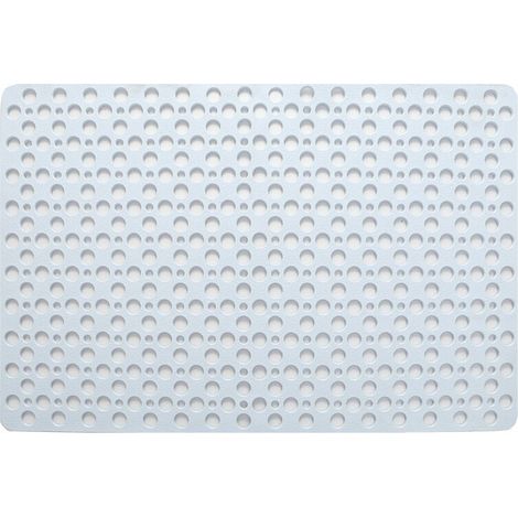 Antibakterielle, rutschfeste Duschmatte, 43 x 75 cm, Badewannen-Badematte, schimmelresistente und maschinenwaschbare Fußmatte für Dusche oder Badewanne, rundes Loch, Weiß