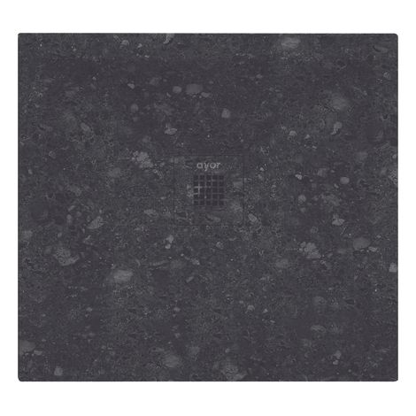 ONDEE - Plato de ducha NOLA 3 - Puede cortarse - 80x80x3cm - Resina - Terrazo negro (1/5)