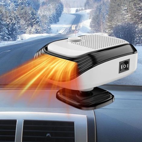 CCYKXA 12V Autoheizung, tragbare Autoheizung, 2-in-1 Antibeschlag- und Entfrosterfunktion, Autoheizungsventilator mit 360° drehbarem Sockel und Autostecker (Weiß)