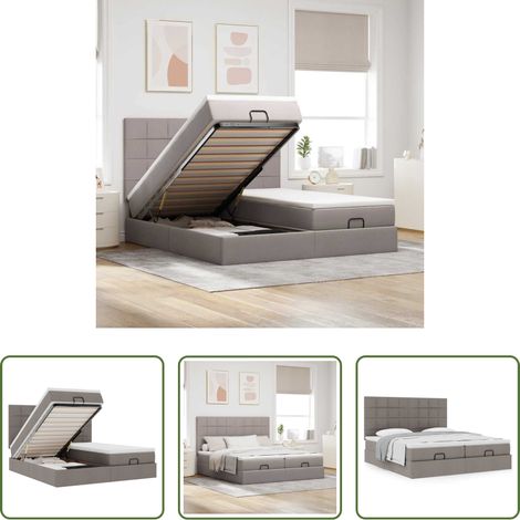 vidaXL Taschenfederkern - Ottoman-Bett mit Matratzen Taupe 180x200 cm Stoff (1/5)