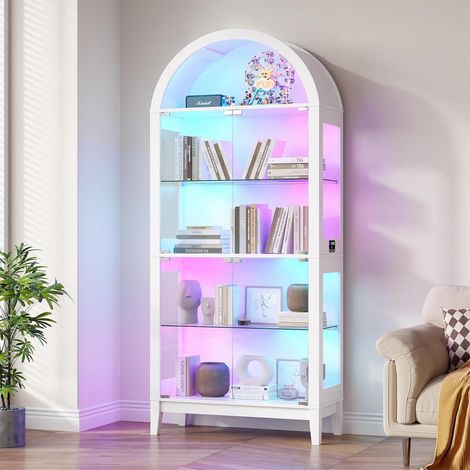Gewölbte Glasvitrine mit RGB-Beleuchtung und abschließbarer Tür (1/5)