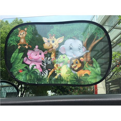 Sollbry Parasol para ventana de coche, para niños, lateral y trasera con bolsa de almacenamiento (Animales del bosque) (1/3)