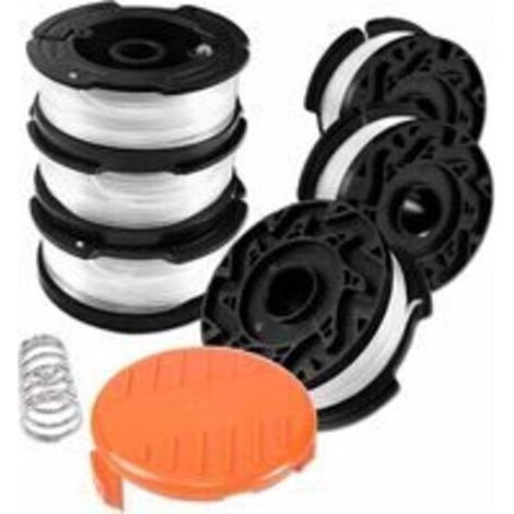Desbrozadora, cabezal de nailon con tapa de bobina y resorte para reemplazar la bobina de la desbrozadora BLACK+DECKER AF-100-3ZP, juego de 6+1+1 (1/4)