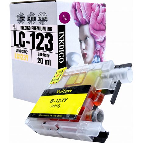 Inchiostro Inkdigo LC123XLY compatibile con Brother DCP-J132W MFC-J245 DCP-J4110DW, certificato TÜV. (1/5)