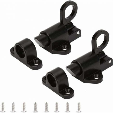 (Noir)Loquet à fermeture automatique - Serrure de porte à ressort - Loquet de porte - Serrure de sécurité automatique pour porte de fenêtre - Loquet à pêne à ressort (1/5)