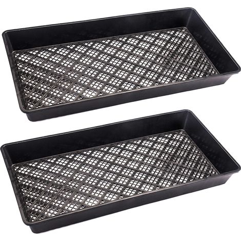 Lot de 2 plateaux de culture rectangulaires à fond plat, pour semis et germination (1/5)