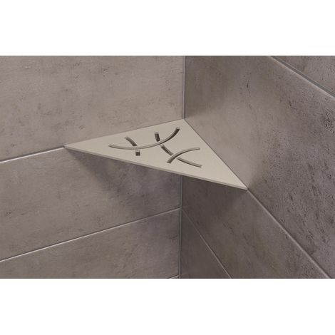Schluter – Tablette d'angle de douche – Aluminium structuré blanc mat – 210 x 210 mm – Installation simple dans joints de carrelage (1/5)