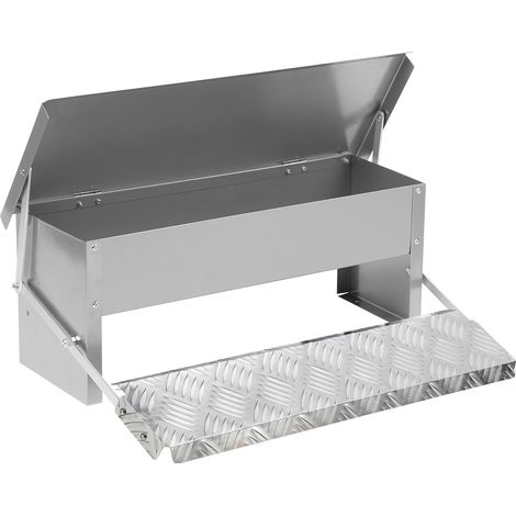 Randaco 4x Mangiatoia automatica per polli 5KG - Distributore in acciaio zincato con pedale di apertura automatica e coperchio impermeabile per pollame
