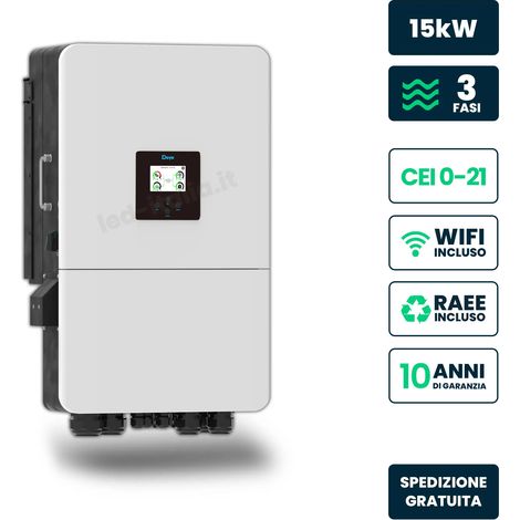 Inversor híbrido trifásico V-TAC de 15 kW, con WiFi y transformador de corriente incluidos, 10 años de garantía, IP65