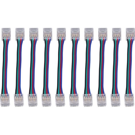 Kit de 10 connecteurs pour ruban LED 4 broches 10 mm, connexion rapide, forte compatibilité, accessoires pour ruban LED