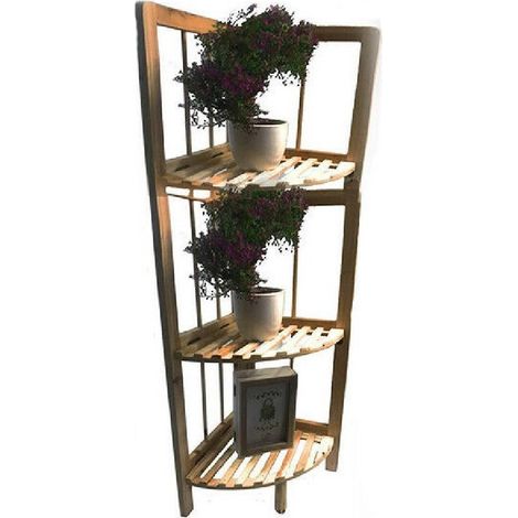 TRADE SHOP - Scaffale Angolare 3 Ripiani Legno X Decoupage Mensola Richiudibile Porta Piante - (1/2)
