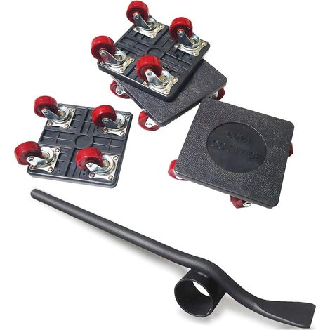 Ensemble de 5 lève-meubles/portes faciles à déplacer, système de levage et de déplacement d'appareils lourds, roulettes à levier pour meubles (Taille : ensemble de 5 pièces) (1/5)