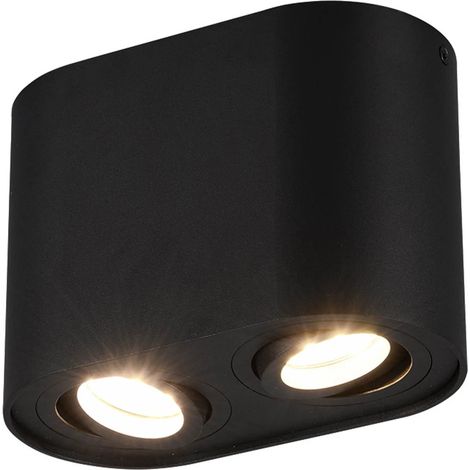 Spot Plafonnier 2 Spots GU10 Orientables Cookie Noir Trio Lighting (1/4)
