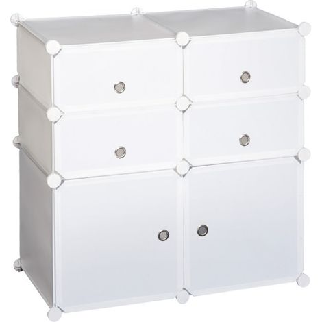 Armoire Etagère à Chaussures 6 Cubes blanche New-York (1/5)