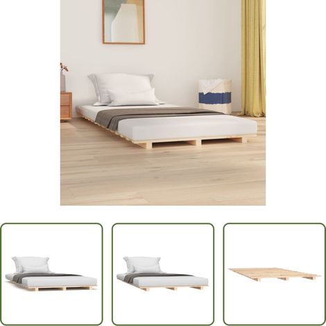 Cadre de lit - Cadre de lit sans matelas 75x190 cm bois de pin massif (1/5)