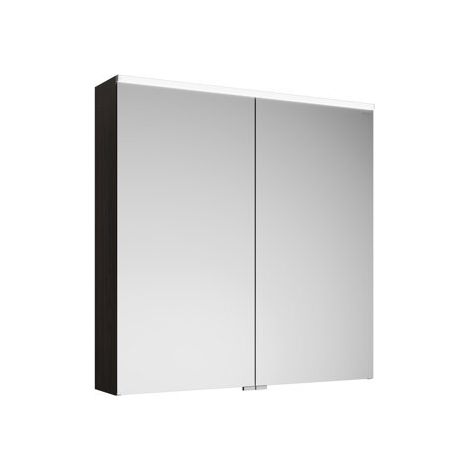 Burgbad Eqio Spiegelschrank mit LED-Beleuchtung und Waschtischbeleuchtung, 2 Türen Marone Dekor Trüffel 80 cm (1/4)