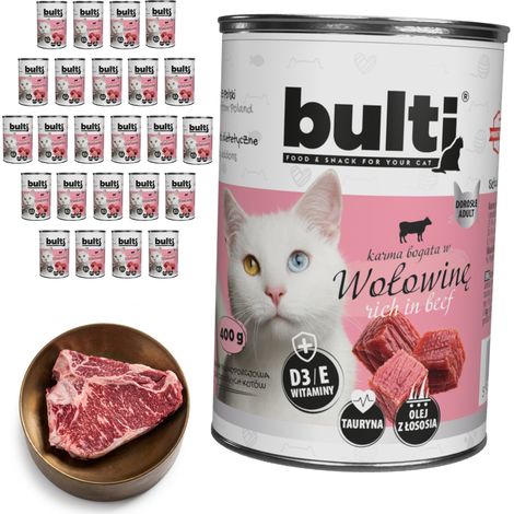 BULTI pâtée pour chat au bœuf, boîte de 24 x 400 g (1/2)