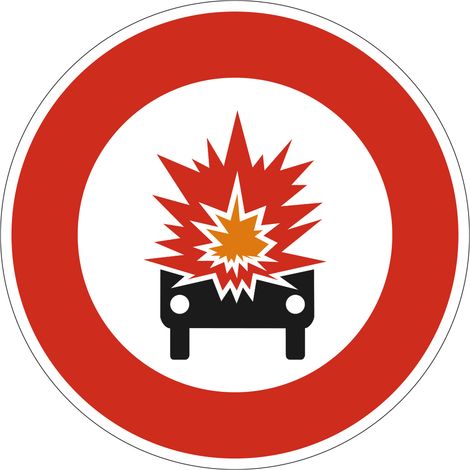 Panneau Accès Interdit aux Véhicules Transportant des Marchandises Explosives B18a – 450 mm – Signalisation Ronde Sécurité Routière – Modèle Bretagne – Aluminium Rétro-réfléchissant NF