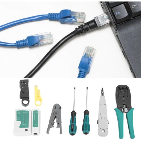 Kit d'outils de sertissage pour test de réseau RJ45 pour connecteurs droits Cat5 et Cat6 (1/5)