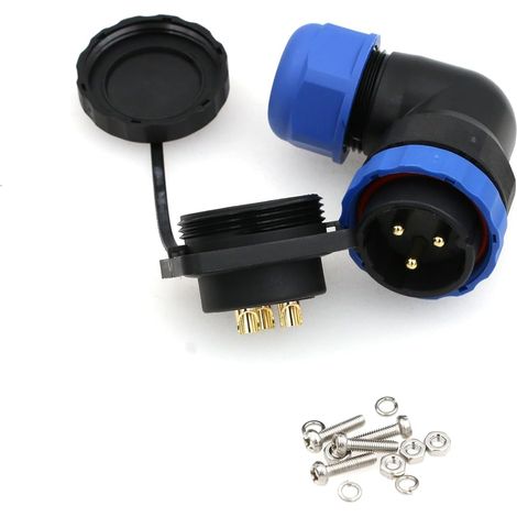 SD28 Connector Right Angle 28mm Square Waterproof IP68 Aviation LED Power Plug Male Female Connector (4 Pin 45A 380V)