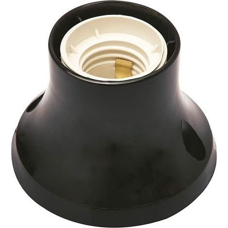 PP0500.2X Douille E27 - Douille Base Droite - Douille E27 avec Bornes à Ressort et Contacts Laiton - Douille en Plastique Made in Italy - Douille Noire