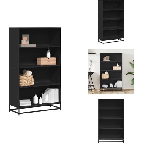 Bibliothèque noir 80,5x35x139 cm bois d'ingénierie - Bibliothèque - Bibliothèques - Étagère À Livres - Armoire De Rangement (1/5)
