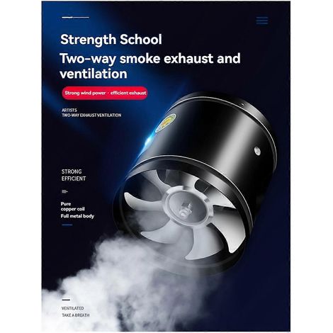 Ventilateur d'extraction silencieux à faible niveau sonore, aspiration puissante, 18 cm (7 pouces), pour conduits d'évacuation. (1/5)