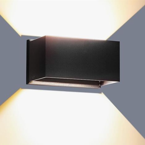 LED-wandlamp 24 W-201010 cm-Verstelbare Stralingshoek、Aluminium Behuizing、Waterdicht (IP65) Voor Binnen En Buiten、Geschikt Voor Slaapkamer- Badkamer- Gang- Woonkamer- Trappenhuis- Hal、3000K、1 Stuk、Zwa (1/4)