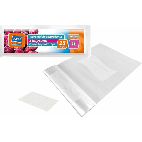 Sacchetti per congelatore con clip, 1 L, 25 pezzi.
