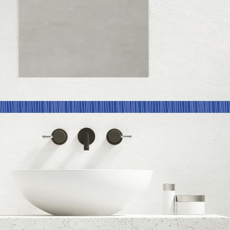 Frise décorative adhésive, petits traits, dessinés, bleu roi, 5 cm X 300 cm (1/5)