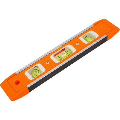 Niveau à Bulle Magnétique Mini, Petit Niveau de Poche avec Base Aimantée, Outil de Mesure de Précision pour Bricolage, Électricien et Camping-car, Orange (1/5)