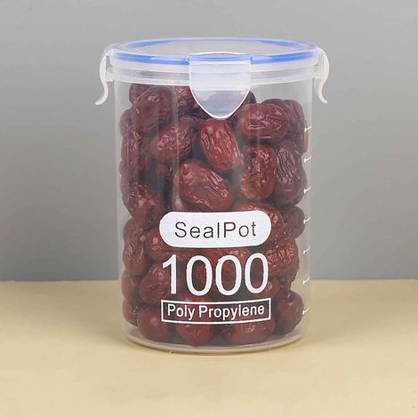 Contenant De Rangement Alimentaire - 1 L - Couvercle À Vis Étanche - En Plastique Transparent - Pour Congélateur Réfrigérateur Cuisine - Lot De 1 (1/3)