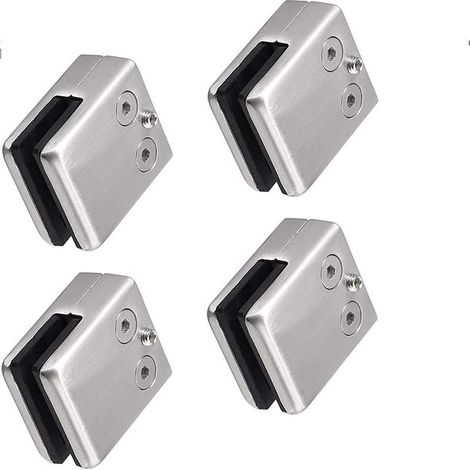 Lot de 4 pinces en acier inoxydable 304 Convient pour vitre de verre de 8 à 10 mm Support en verre réglable Dos plat pour balustrade escalier,main courante polie (1/5)