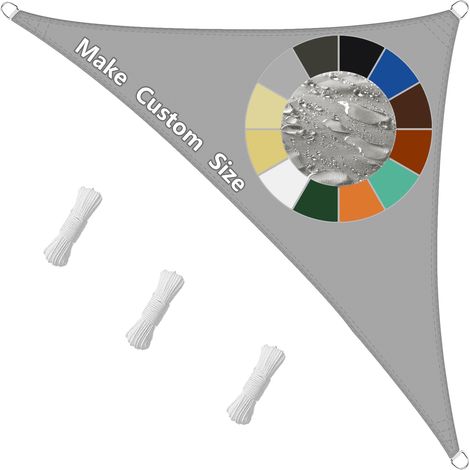 Voile d'ombrage 2x2x3M, toile de protection solaire, protection contre les intempéries et UV imperméable, avec cordes de fixation pour l'extérieur - Gris clair (1/5)