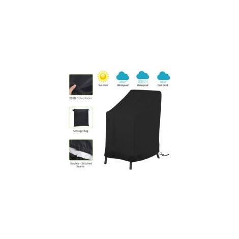 Housse de Chaise de Jardin Housse de Chaise Empilable Imperméable Robuste Tissu Oxford 420D Noir 120x65x65/80CM (1/5)
