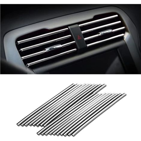20PCS Car Air Conditioner Decorative Strip, Car Interior Accessories, Multicolor Decorative Strip for Most Air Vents (Silver) (1/5)