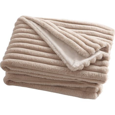 Jeté de canapé en Fausse Fourrure Naturelle 180 x 130 cm – Couverture Douce – Couverture en Fourrure – Coussin Assorti Disponible (1/4)