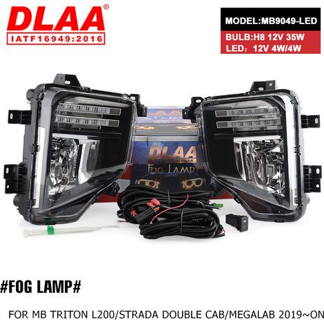 Kit Feux antibrouillard LED + Feux de Jour pour Mitsubishi Triton L200 / Strada / Double Cab 2019 et plus Ampoule H8 12V 35W, LED DRL 12V 4W/4W, boîtier plastique étanche, montage OEM plug & play tou (1/4)