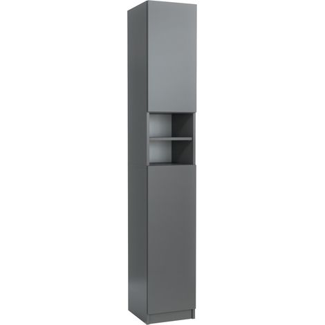 Colonne de salle de bain 30 cm, 2 portes, 6 étagères, Anthracite, 30 x 31,5 x 180,5 cm (1/4)
