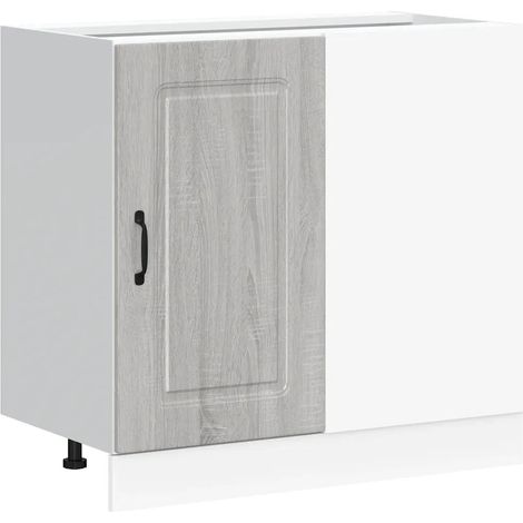 Armoire de cuisine spacieuse 86 x 46 x 81,5 cm avec pieds réglables pratique en bois d'ingénierie sonoma gris (1/5)