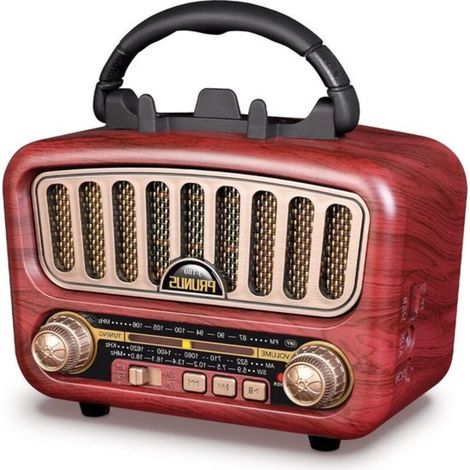 Vintage AM/FM/SW Bluetooth-tragbares Radio mit 1800 mAh Akku - Kompaktes Mini-Radio mit USB/TF/AUX-Anschlüssen