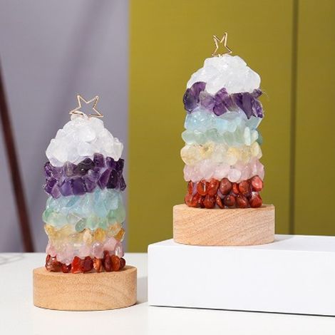 Veilleuse en cristal naturel à sept couleurs, lumière chaude, lampe de chevet DIY, prise USB, idéale pour Noël (1/5)