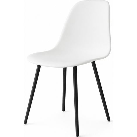Pack de 4 sillas Md-Tonino acabado PVC blanco, 84cm(alto) 51cm(ancho) 45.5cm(largo) (1/3)