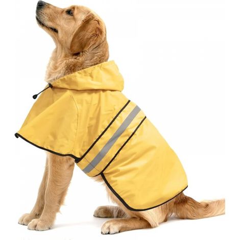 Imperméable jaune réfléchissant pour chien, taille S, longueur du dos 31,8 cm, imperméable, ajustable, vêtements et accessoires légers pour chiens. (1/5)
