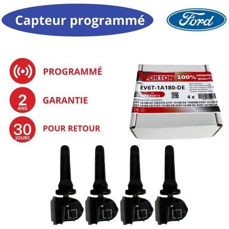 4 sensori TPMS Ford 433 MHz preprogrammati - valvole ruota per Mondeo Mk5, Focus Mk3, C-Max, Kuga, Ecosport